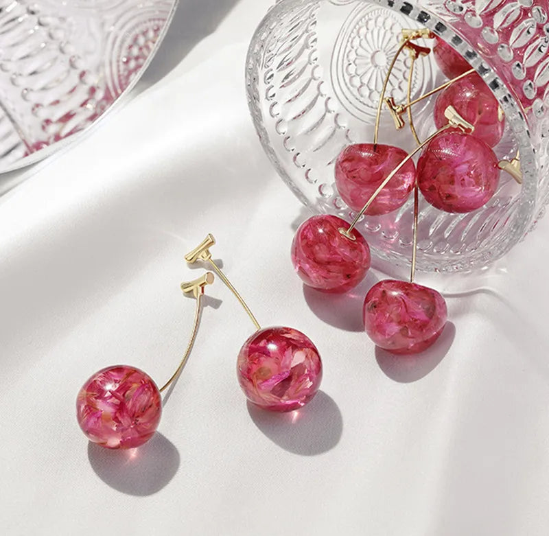 Dangly Summer Cherry Earrings