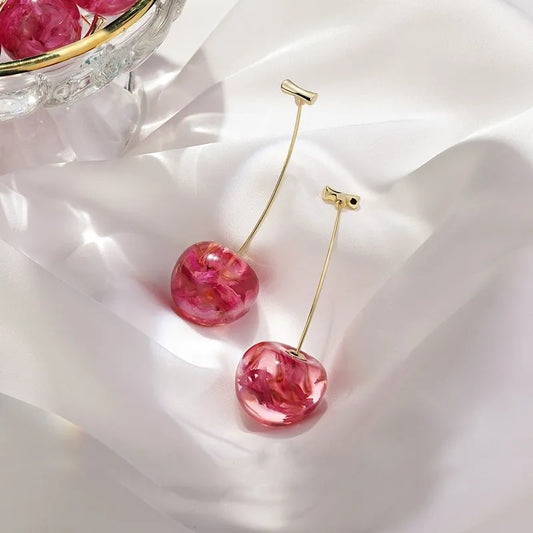 Dangly Summer Cherry Earrings