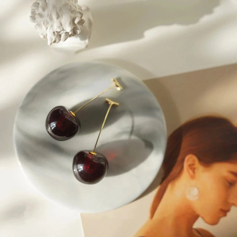 Dangly Summer Cherry Earrings